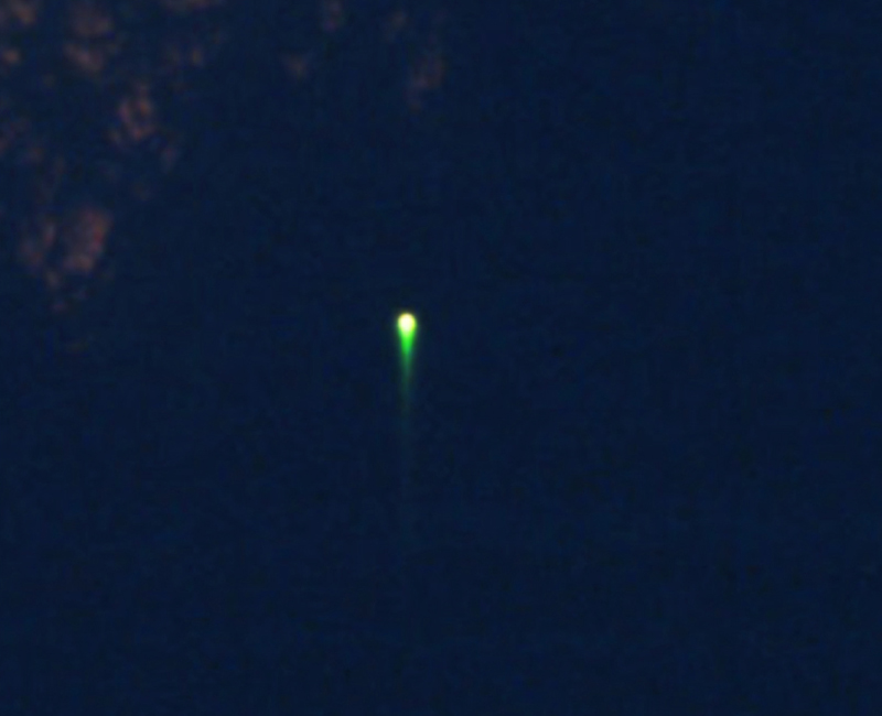 Green Fireball imaged leaving Earth by Apollo 7